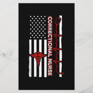 Correctional Nurse USA Flag Nursing RN Stationery