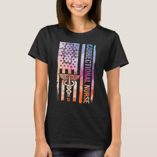 Correctional Nursing Tie Dye American Flag Correct T-Shirt