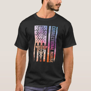 Correctional Nursing Tie Dye American Flag Correct T-Shirt