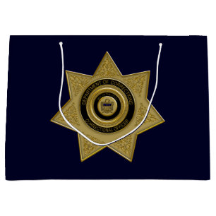 Correctional Officer Badge Gold-Blu-Large Gift Bag