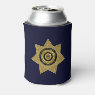 Correctional Officer Badge, Gold Blue-Can Cooler