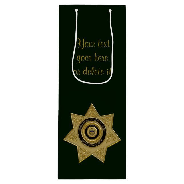 Correctional Officer Badge,Gold-Gree-Wine Gift Bag (Front)