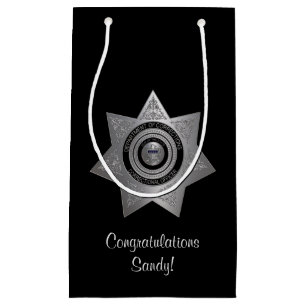 Correctional Officer Badge,Silver-Black-Gift Bag S