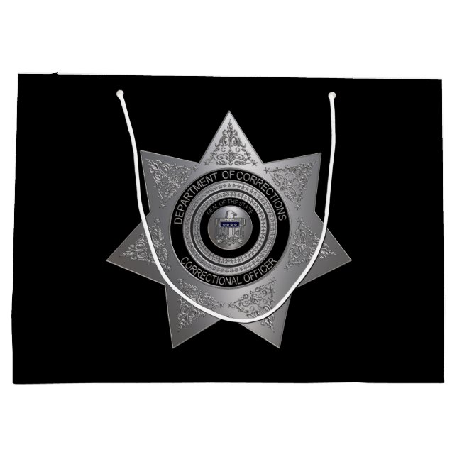 Correctional Officer Badge Silver-Blk-Lg Gift Bag (Back)