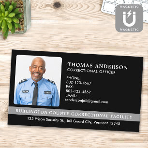Correctional Officer Custom Photo Prison Security Magnetic Business Card