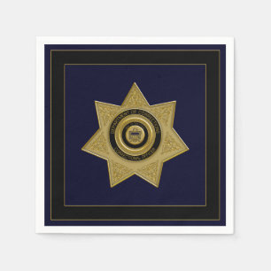 Correctional Officer Gold Badge Sq-Paper Napkins