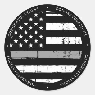 Correctional Officer Graduation Thin Grey Line  Classic Round Sticker