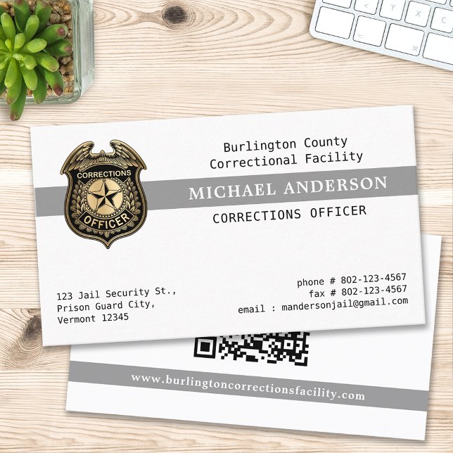 Correctional Officer Jail Security Custom QR Code Business Card (Creator Uploaded)