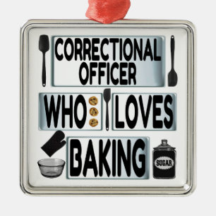 Correctional Officer Loves Baking Metal Tree Decoration