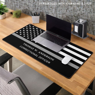 Correctional Officer Personalised Thin Grey Line Desk Mat