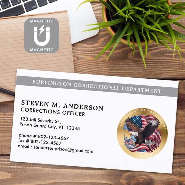 Correctional Officer Prison Law Enforcement Logo Magnetic Business Card (Creator Uploaded)