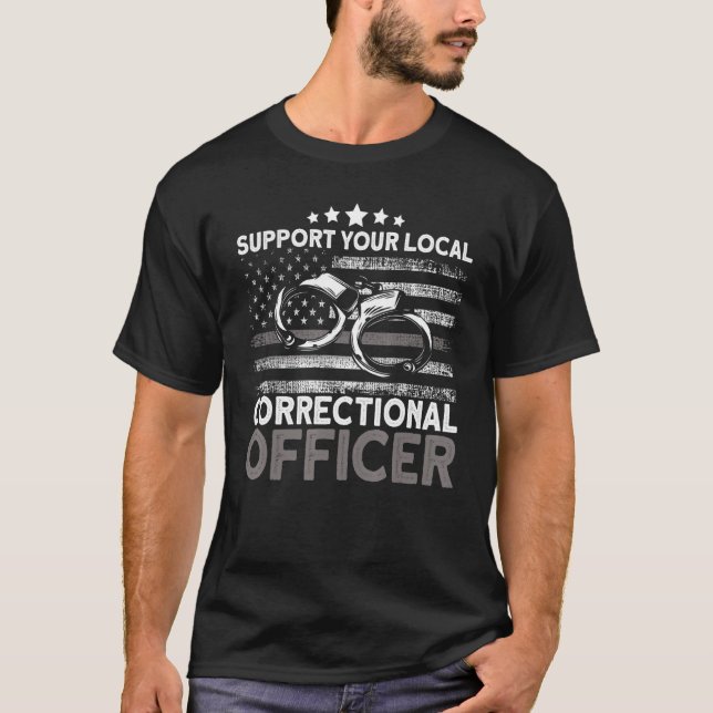 Correctional Officer Support Thin Silver Line T-Shirt (Front)
