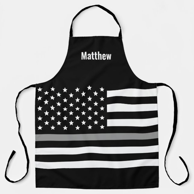 Correctional Officer Thin Grey Line American Flag Apron (Front)