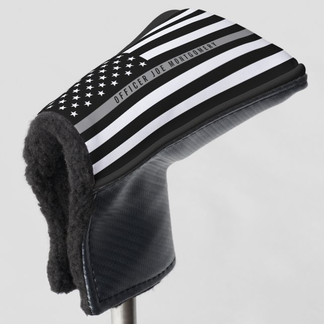 Correctional Officer Thin Grey Line Flag Monogram Golf Head Cover (3/4 Front)