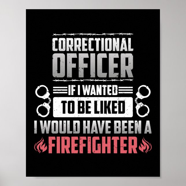 Correctional Officer Thin Silver Line Police Poster (Front)