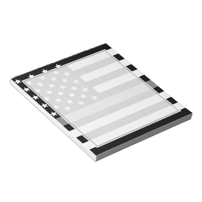 Correctional Officer Thin Silver Line USA Flag Notepad (Angled)