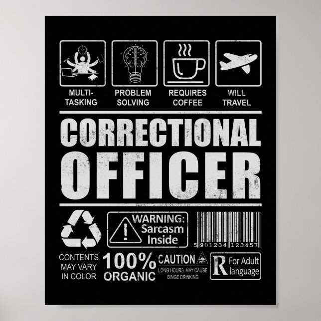 Correctional Officer Warning Thin Silver Line Poster (Front)