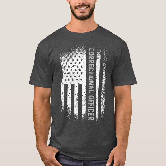 Correctional Officer With American Flag T-Shirt (Front)