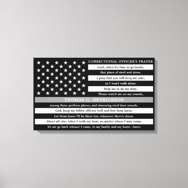 Correctional Officers Prayer Thin Grey Line Canvas Print (Front)