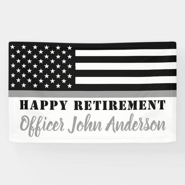 Correctional Thin Grey Line Flag Happy Retirement Banner (Horizontal)