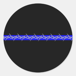 Corrections Barbed Wire Blue Line Classic Round Sticker
