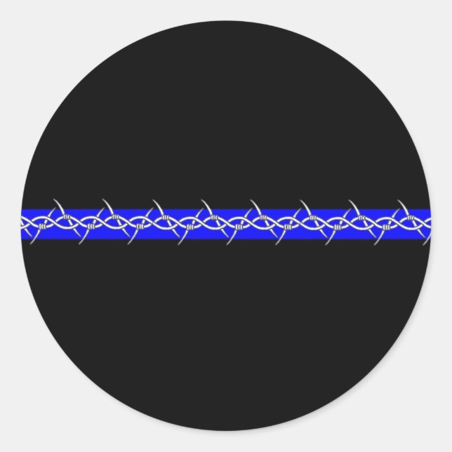 Corrections Barbed Wire Blue Line Classic Round Sticker (Front)