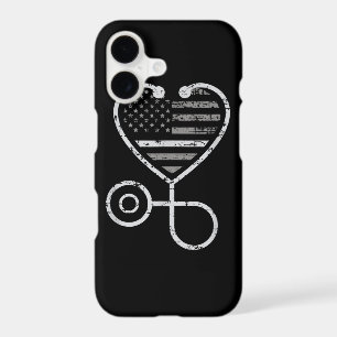 Corrections Nurse Thin Grey Line Heart US Flag
