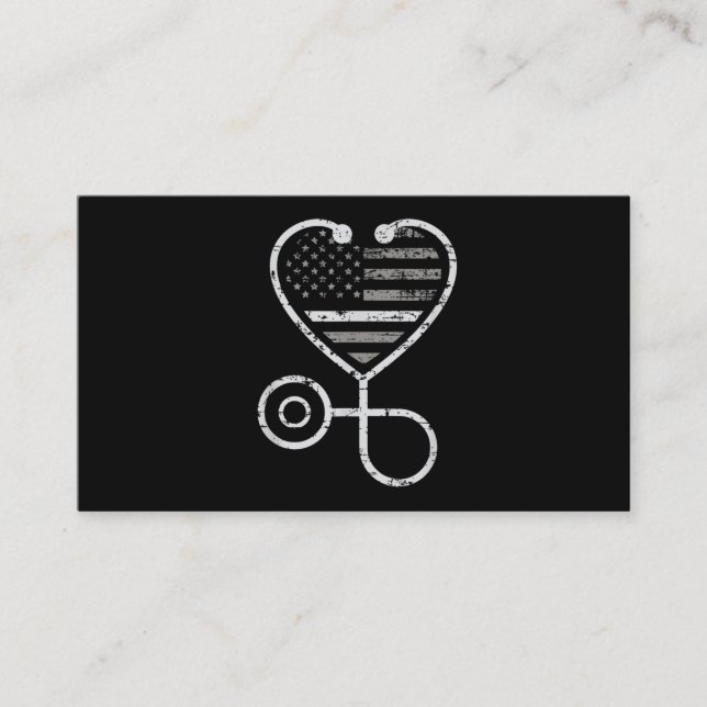 Corrections Nurse Thin Grey Line Heart US Flag Business Card (Front)