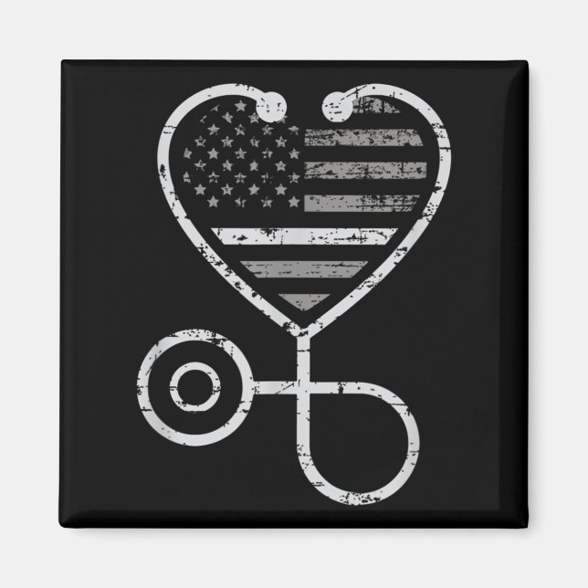 Corrections Nurse Thin Grey Line Heart US Flag Magnet (Front)