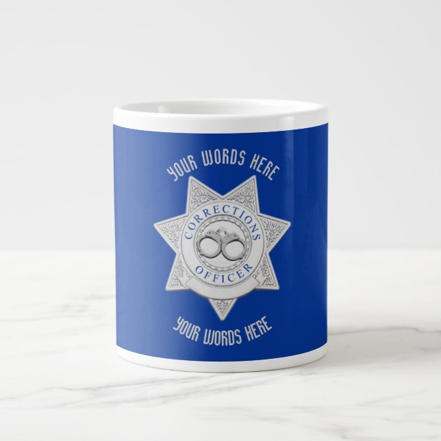 Corrections Officer Badge Custom Large Coffee Mug (Front)