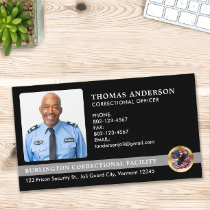 Corrections Officer Custom Photo Prison Guard Logo Business Card