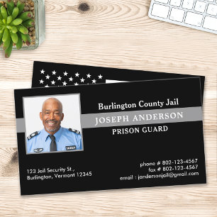 Corrections Officer Custom Photo Thin Gray Line Business Card