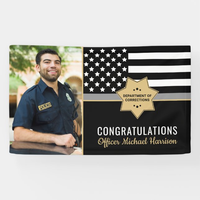 Corrections Officer Graduation Party Flag Photo Banner (Horizontal)