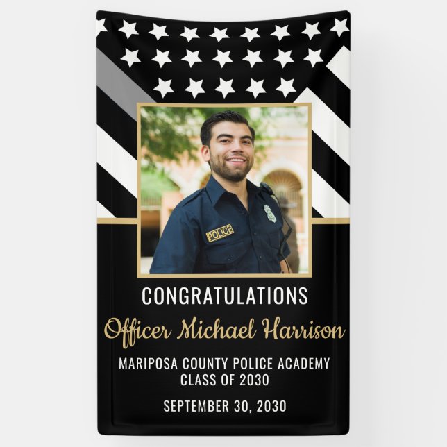 Corrections Officer Graduation Party Flag Photo Banner (Vertical)