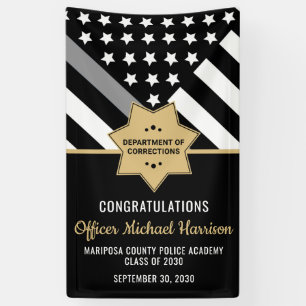 Corrections Officer Graduation Party Silver Line Banner