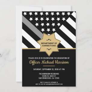 Corrections Officer Graduation Party Silver Line Invitation