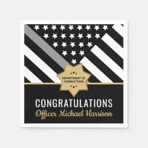 Corrections Officer Graduation Party Silver Line Napkin