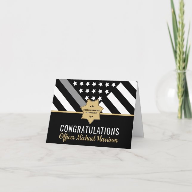 Corrections Officer Graduation Thin Silver Line Card (Front)