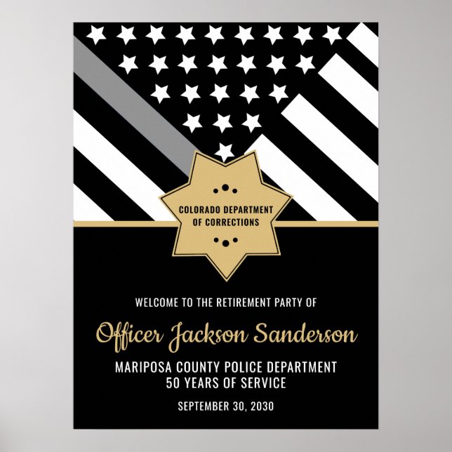 Corrections Officer Retirement Party Silver Line Poster (Front)