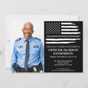Corrections Officer Retirement Silver Line Photo Invitation