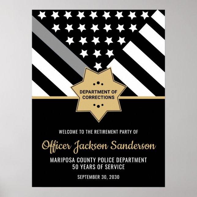 Corrections Officer Retirement Silver Line Welcome Poster (Front)