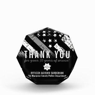 Corrections Officer Retirement Thin Silver Line Acrylic Award