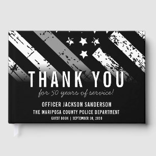 Corrections Officer Retirement Thin Silver Line Guest Book