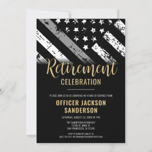 Corrections Officer Retirement Thin Silver Line Invitation