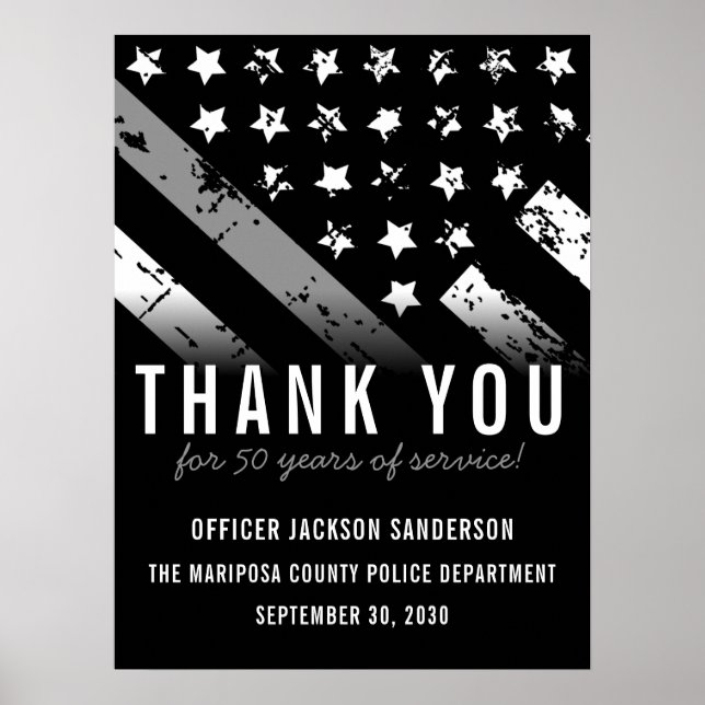 Corrections Officer Retirement Thin Silver Line Poster (Front)