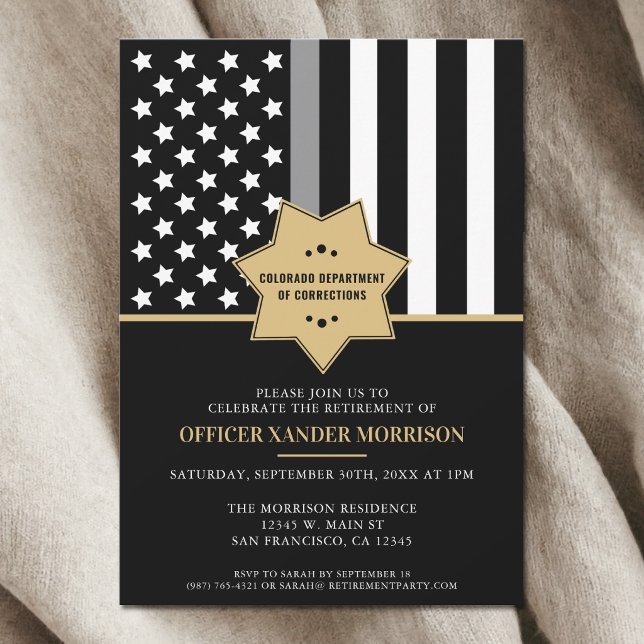 Corrections Officer Silver Line Retirement Party Invitation (Corrections Officer Silver Line Retirement Party Invitation)