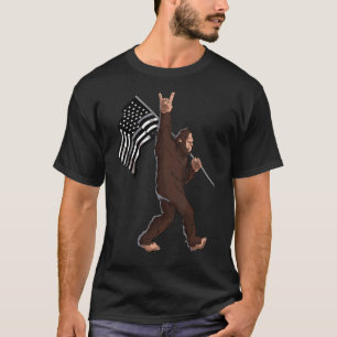 Corrections Officer Thin Silver Line Flag Bigfoot T-Shirt