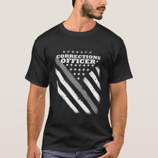 Corrections Officer Thin Silver Line Flag Prison O T-Shirt