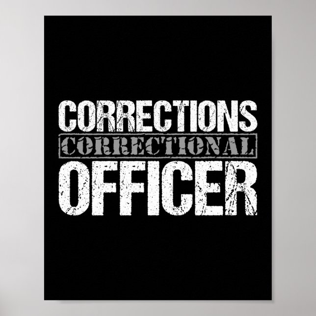 Corrections Officer Thin Silver Line Police Poster (Front)