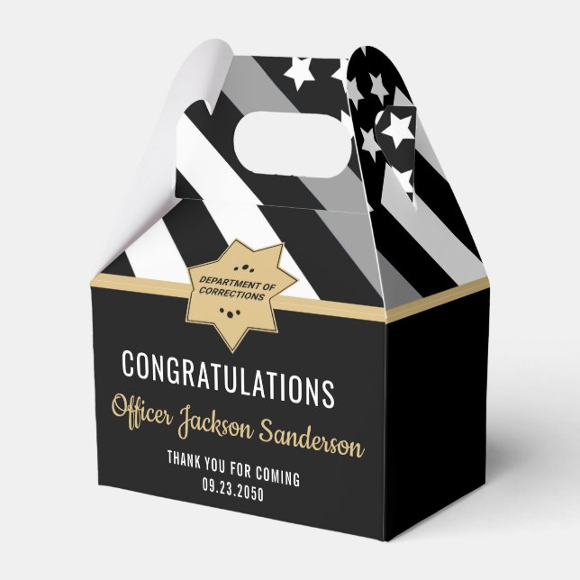 Corrections Officer Thin Silver Line Retirement Favour Box (Front Side)